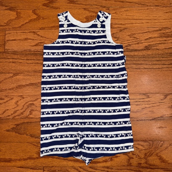 Vintage 90s Class Club Nautical Anchor Coveralls Romper Size 24 Months Boys - Picture 1 of 2